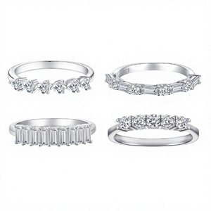 karats High Quality Luxury Women's 7-Stone Moissanite <b>Rhodium</b> Plated Prong Setting S925 Sterling Silver Engagement Wedding <b>Ring</b> - Product Image 2