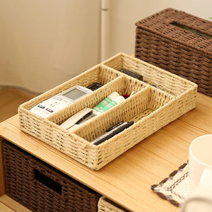 Cesta de almacenamiento de cuerda de papel rectangular sostenible clásica de varios compartimentos para tocador de entrada de oficina mesa de centro - Product Image 2