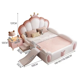 Cama Moderna de Princesa para Niños, Directo de Fábrica, Muebles Rosados Populares para Dormitorio Infantil, Cama Suave y Segura con Barandas Personalizables - Product Image 6