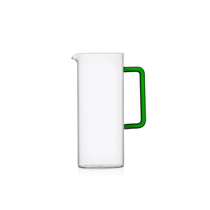 Carafe en verre avec poignée verte, vaisselle en verre - Product Image 1