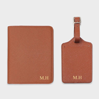 Coffret Cadeau d'Affaires en Cuir PU Saffiano avec Logo Personnalisé, Cadeau pour Employé, Ensemble d'Accessoires de Voyage, Porte-Passeport, Étiquette à Bagages