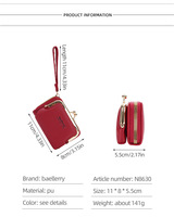 Dompet Kartu Wanita Baellerry Fashion Slim, Dompet Lipat Dua dengan Resleting, Dompet Koin Kapasitas Besar untuk Wanita, Kulit PU Berkualitas Tinggi