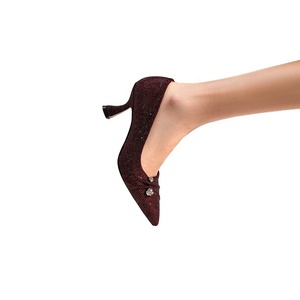 Escarpins à bout pointu ornés de strass et de paillettes personnalisés, talon fin incurvé de 7,5 cm, confortables, tendance, pour le bureau et la <span class=keywords><strong>danse</strong></span> - Product Image 2