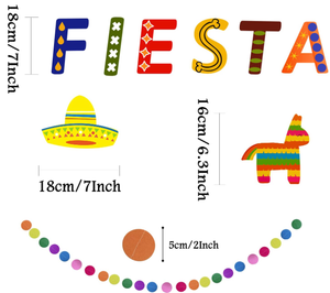 フィエスタパーティーバナー旗紙ファンホオジロ渦巻きポンポンドットGarland Mexico Taco <span class=keywords><strong>Cactus</strong></span> Pinataカップケーキトッパー装飾 - Product Image 6