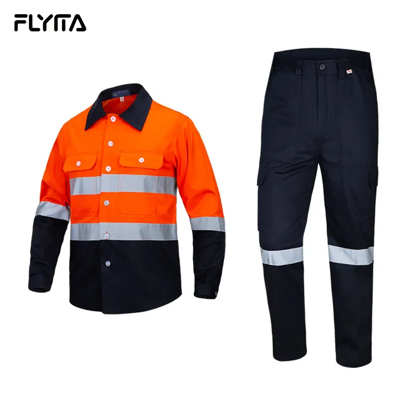 Ropa de trabajo de construcción personalizada, ropa de trabajo de manga larga de alta visibilidad, traje de uniforme de trabajo Unisex transpirable