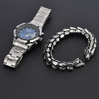 OYA Designer Charm Edelstahl Schwarz Sport Quarzuhren Armbänder 2PCS Set Modeschmuck für Herren