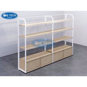 Étagères de supermarché en bois / rayonnages gondole en bois, rayonnage de supermarché léger, étagère rectangulaire grillagée, finition polie - Product Image 6