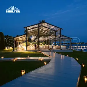 Black Frame Clear Top Commercial Frame Big Tent For Party Wedding Venue Structure Luxury Glass Wall Atrium Marquee Tents