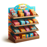 Carton recyclé écologique personnalisé Snack Bonbons Chocolat Bar Comptoir Affichage Étagère Prêt À L'emballage Publicitaire