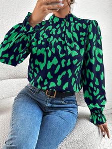 Camicetta da Donna Formale per Lavoro Primavera/Estate con Collo Tondo e Maniche a Sbuffo, 100% Poliestere, Motivo Floreale, Resistente alle Pieghe e Lavabile - Product Image 5