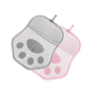 Gant anti-poils pour animaux de compagnie 18x24cm en polyester, motif patte de chat gris, pour chats à poils longs, éliminateur de peluches - Product Image 2