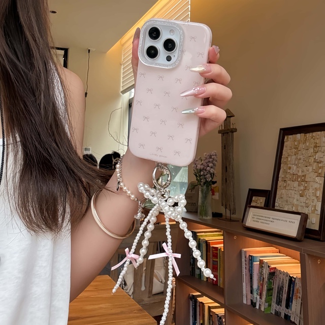 Pink Bowknot Cartoon Butterfly Ins Style TPU Shockproof Protective Dual Layer Phone Case for 14/15/16 Pro Max