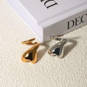 Anillo abierto en forma de corazón Moda Corazón simple Anillo abierto Ajustable Joyería de niña - Product Image 4