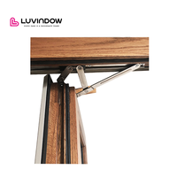 Fenêtres à battant à haut rendement énergétique Offre Spéciale d'usine au design moderne Cadre en bois Grain de bois Aluminium Extérieur-Persienne de fenêtre de maison pivotante
