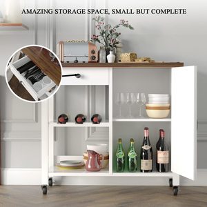 Gabinetes de cocina de madera de gran capacidad, sencillos y de alto valor para uso doméstico; gabinetes multifuncionales y móviles con ruedas. - Product Image 4