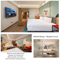 Paket Tempat Tidur Hotel Ramah Lingkungan dari Kayu, Desain Modern Mewah, Ukuran King/Queen, Satu Paket Lengkap untuk Hotel Bintang 3-5