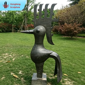 Statua <span class=keywords><strong>di</strong></span> Fenice in Bronzo Semplice e Astratta, Resistente alle Intemperie, Scultura Mitologica in Bronzo, Ottone e Rame - Product Image 2