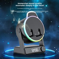 Nouveau support de téléphone/tablette de bureau sans fil à induction transfrontalier pour haut-parleur 5.3 avec lumières RGB et affichage de l'horloge en plastique