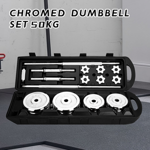 Ensemble d'haltères en <span class=keywords><strong>fonte</strong></span> chromée de haute qualité, poids libres, 50 kg, haltères réglables électro-plaqués, disques de barre, portables, durables - Product Image 5