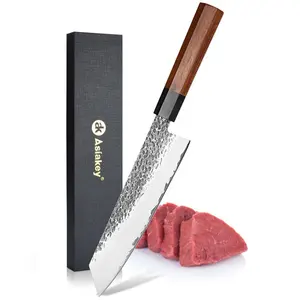 Üreticileri koleksiyonu ahşap saplı 8 inç alman karbon çelik şef japon bıçakları dövme mutfak bıçağı