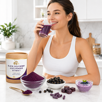 LongBio Pure Zwarte Gojibessenpoeder Lycium Ruthenicum Zwarte Wolfberry Fruitpoeder 80 Mesh Wateroplosbaar voor dranken, voedingsmiddelen, OEM