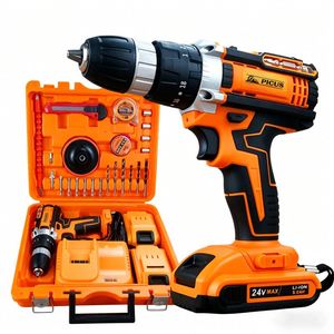 Taladro Eléctrico Inalámbrico de 24 V de Buena Calidad con Función de Impacto, Dos Baterías, Un <span class=keywords><strong>Cargador</strong></span>, Caja de Plástico, Taladro Percutor Inalámbrico de Iones de Litio - Product Image 5
