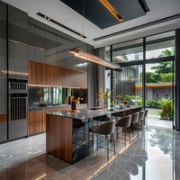 Armoires de Cuisine en Bois Massif Mélaminé avec Îlot, Design Moderne de Luxe Standard Australien, Fabricant Chinois Abordable