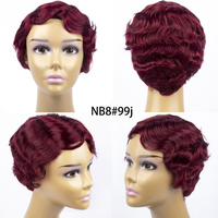 Perruque courte brésilienne coupe pixie en cheveux humains, coiffures à ondulations fines vraiment mignonnes pour femmes noires, perruques fabriquées à la machine