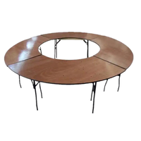 Table de mariage au design moderne avec plateau en métal et contreplaqué, table ronde pliante vernie pour la restauration hôtelière et la location, mobilier