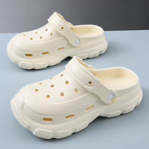 Men's Platform <b>Clogs</b> Breathable Non Slip Height Increasing Closed Toe EVA Outsole Summer Beach Slippers For Couples - Product Image 1