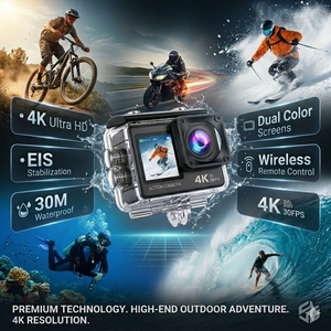 Videocamera Sportiva a Doppio Schermo con Display Frontale, Risoluzione 4K, Impermeabile fino a 30m per Moto - Product Image 6