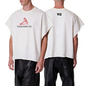 T-Shirt Oversize da Uomo Personalizzata Effetto Vintage Bianco Sporco 100% Cotone Stampa DTG 300gsm Peso Pesante Taglio Vintage - Product Image 1