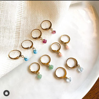 Boucles d'oreilles minimalistes en pierre naturelle avec perles de nacre véritable, plaquées or 18 carats, bijoux faits à la main, imperméables, pour femmes, cadeaux