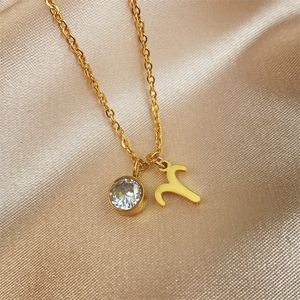 Merryshine 12 costellazione in acciaio inox nascita gemma oroscopo collana placcato oro catena zircone <span class=keywords><strong>segno</strong></span> <span class=keywords><strong>zodiacale</strong></span> - Product Image 2