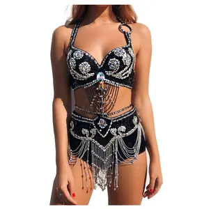 Bestdance Belly Dance Costume Set Top Bra & Skirt & Hip Scarf Dance Costume Set