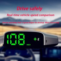 Layar LCD Head-Up Display Mobil Nirkabel Bertenaga Surya, GPS Kompas, Waktu, Kecepatan KMH/MPH, OBD2, LED, Jam Kecepatan Universal