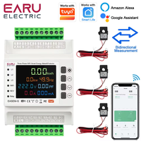 Medidor de Energía Trifásico Inteligente WiFi Tuya Bidireccional con 3 Abrazaderas CT, Protector de Sobretensión y Baja Tensión, Relé Interruptor EASEM