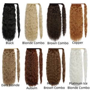 Clip droit dans la queue de cheveux faux postiches pour les femmes noires noir Ombre brun <span class=keywords><strong>couleur</strong></span> coiffure synthétique queue de cheval Extension de cheveux - Product Image 6