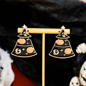 Boucles d'oreilles pendantes fantaisie Halloween tendance style européen et américain, avec motifs fantôme, citrouille et papillon, accessoires - Product Image 4