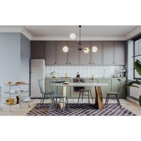 Meubles de cuisine européens modulaires Shaker, granit artificiel, bord biseauté, panneaux mélaminés modernes, construction en contreplaqué, 2 ans de garantie