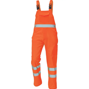 Pantalones con pechera de trabajo de seguridad para hombres elásticos de algodón 100%, monos reflectantes con múltiples bolsillos y logotipo personalizado, ropa de trabajo cómoda - Product Image 3