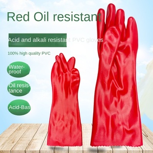 Gants de sécurité anti-choc en PVC rouge, résistants aux produits chimiques, anti-chaleur, imperméables, anti-coupure, sans poudre, sans silicone, pour travaux lourds (vente en gros) - Product Image 3