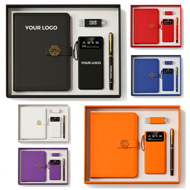 Corporate Event Luxury Personalized Souvenir Kit Agenda Notebook Pen USB Flash Drive 10000mAh Power Bank Gift Box 2026