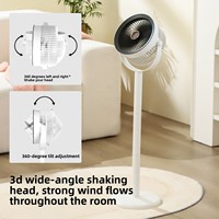 Ventilateur électrique portable de 7 pouces avec tige de traction, cinq vitesses, rechargeable par USB, pour bureau, table ou sol