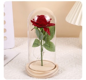 Enchanted Forever Rose Glass Dome Beauty and the Beast Design Rose Flower avec lumières LED Cadeau romantique pour petite amie - Product Image 5