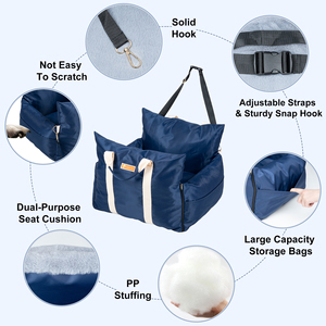 Portable Lightweight <b>Pet</b> Car Seat <b>Carrier</b> Blue Waterproof Foldable Dog Travel Bed with Zipper for Car Interior Use All-Season - Product Image 3
