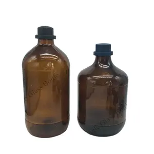 Garrafa de vidro reciclável de 2500ml, frasco de vidro marrom âmbar vazio 2.5 l com tampa de plástico inviolável