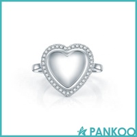 Benutzer definierte 925 Sterling Silber Herz offener Ring Verstellbare Fingerringe Personal isierte leere Foto rahmen Trendy für Frauen Jubiläum