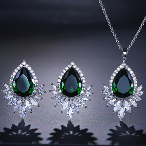 Ensemble de bijoux collier et boucles d'oreilles RAKOL SP362 en zircon cristal, pendentif goutte d'eau, fleur de soleil - Product Image 2