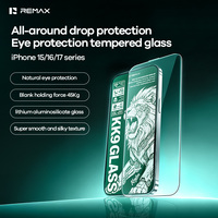 REMAX GL-25 Verre Trempé Anti-Chute Protection des Yeux Dureté 3X Anti-Traces de Doigts Protection d'Écran pour iPhone 18 17 16 15 Pro Max